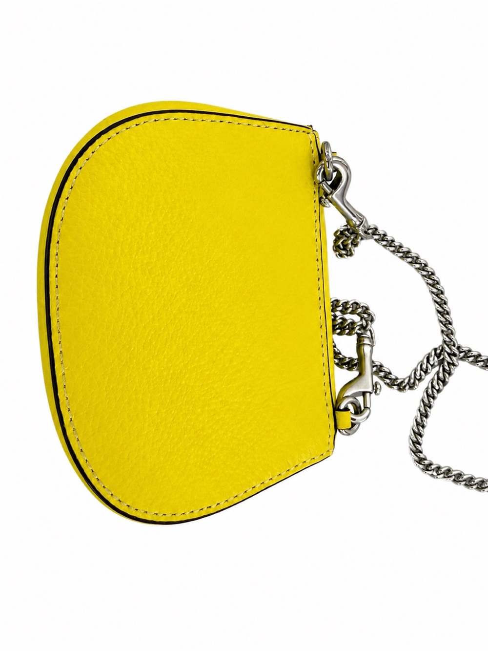New- Coach Morgan Card Case On A Chain in Bright Yellow refined pebble leather - Picture 4 of 8